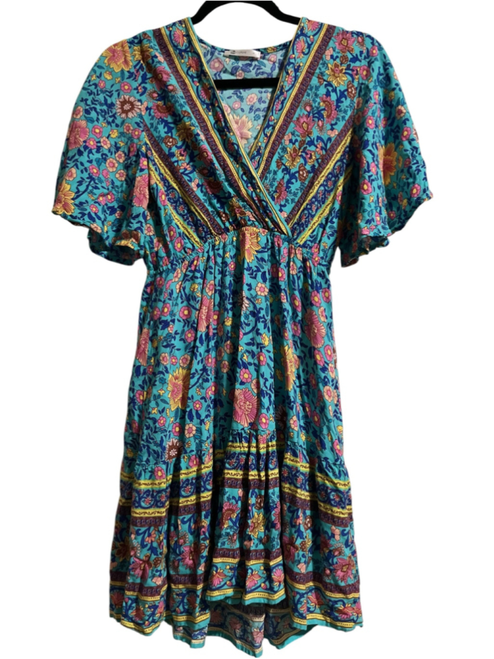 EUC Women's CUPSHE Blue Floral V-Neck Mini Dress S